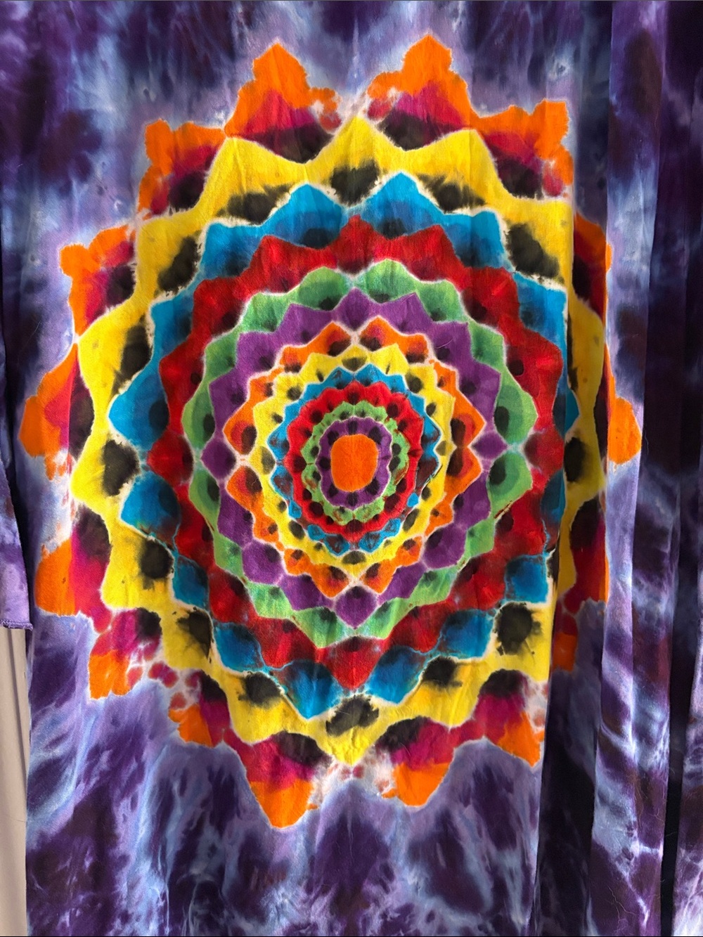 Purple Tie-Dye Kimono with Colorful Mandala - Picture 3 of 7
